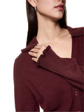 Feminine Rigour Claret V Neck Sweater <span>ZC39.12M68<span>