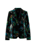 Mystic Plumage Feather Print Fitted Velvet Jacket <span>ZC34.19W79<span>