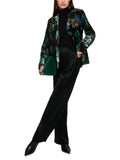Mystic Plumage Feather Print Fitted Velvet Jacket <span>ZC34.19W79<span>