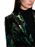 Mystic Plumage Feather Print Fitted Velvet Jacket <span>ZC34.19W79<span>