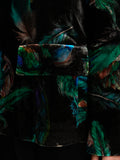 Mystic Plumage Feather Print Fitted Velvet Jacket <span>ZC34.19W79<span>