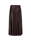Feminine Rigour Chocolate Faux Leather Midi Skirt <span>ZC71.13W50<span>