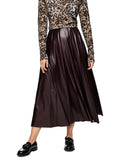 Feminine Rigour Chocolate Faux Leather Midi Skirt <span>ZC71.13W50<span>