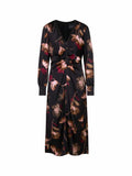 Feminine Rigour Silk Leaf Print Dress <span>ZC21.10W28<span>