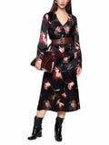Feminine Rigour Silk Leaf Print Dress <span>ZC21.10W28<span>