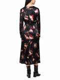 Feminine Rigour Silk Leaf Print Dress <span>ZC21.10W28<span>