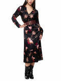 Feminine Rigour Silk Leaf Print Dress <span>ZC21.10W28<span>