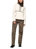 Dodgy Dogs Ivory Fleece Top With Leopard Print Trim <span>ZS44.18J86<span>