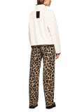 Dodgy Dogs Ivory Fleece Top With Leopard Print Trim <span>ZS44.18J86<span>