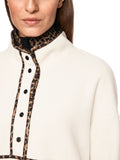 Dodgy Dogs Ivory Fleece Top With Leopard Print Trim <span>ZS44.18J86<span>