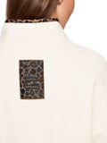 Dodgy Dogs Ivory Fleece Top With Leopard Print Trim <span>ZS44.18J86<span>