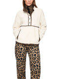 Dodgy Dogs Ivory Fleece Top With Leopard Print Trim <span>ZS44.18J86<span>