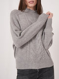 Frill Neckline Cable Front Organic Cashmere Sweater <span>103516<span>