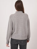 Frill Neckline Cable Front Organic Cashmere Sweater <span>103516<span>