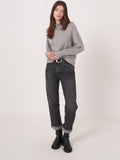 Frill Neckline Cable Front Organic Cashmere Sweater <span>103516<span>