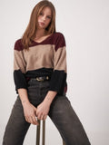 Organic Cashmere Stripe V-Neck Sweater <span>103541<span>