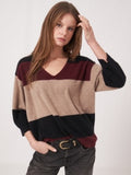 Organic Cashmere Stripe V-Neck Sweater <span>103541<span>