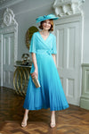 Fully Pleated Aline Dress Ombre Effect <span>11415-SPEARMINT<span>