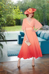 Fully Pleated Ombre Aline Dress <span>11415-APRICOT<span>