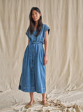 Denim Cap Sleeve Midi Dress <span>171910<span>