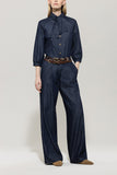Bohemian Vibes Chambray Denim Tie Neck Blouse <span>228600<span>