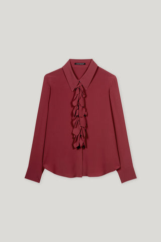 Autumn Glow Cranberry Ruffle Blouse <span>228611<span>