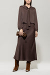 Autumn Glow Chocolate Satin Blouse <span>228626<span>