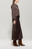 Autumn Glow Chocolate Satin Blouse <span>228626<span>
