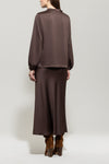 Autumn Glow Chocolate Satin Blouse <span>228626<span>