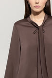 Autumn Glow Chocolate Satin Blouse <span>228626<span>