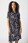 Abstract Print Silky Jersey Aline Dress <span>241028<span>