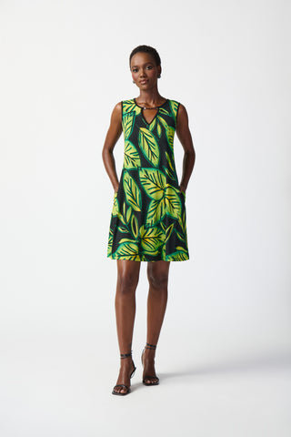 Lime Leaf Print Aline Jersey Dress <span>241119<span>