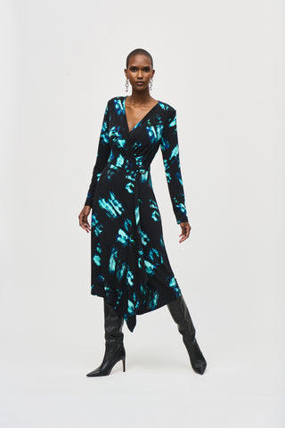 Silky Jersey Abstract Print Wrap Dress <span>243147<span>