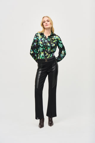 Satin Printed Blouse With Lace Trim <span>243205<span>