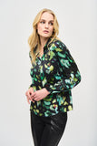 Satin Printed Blouse With Lace Trim <span>243205<span>