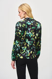 Satin Printed Blouse With Lace Trim <span>243205<span>