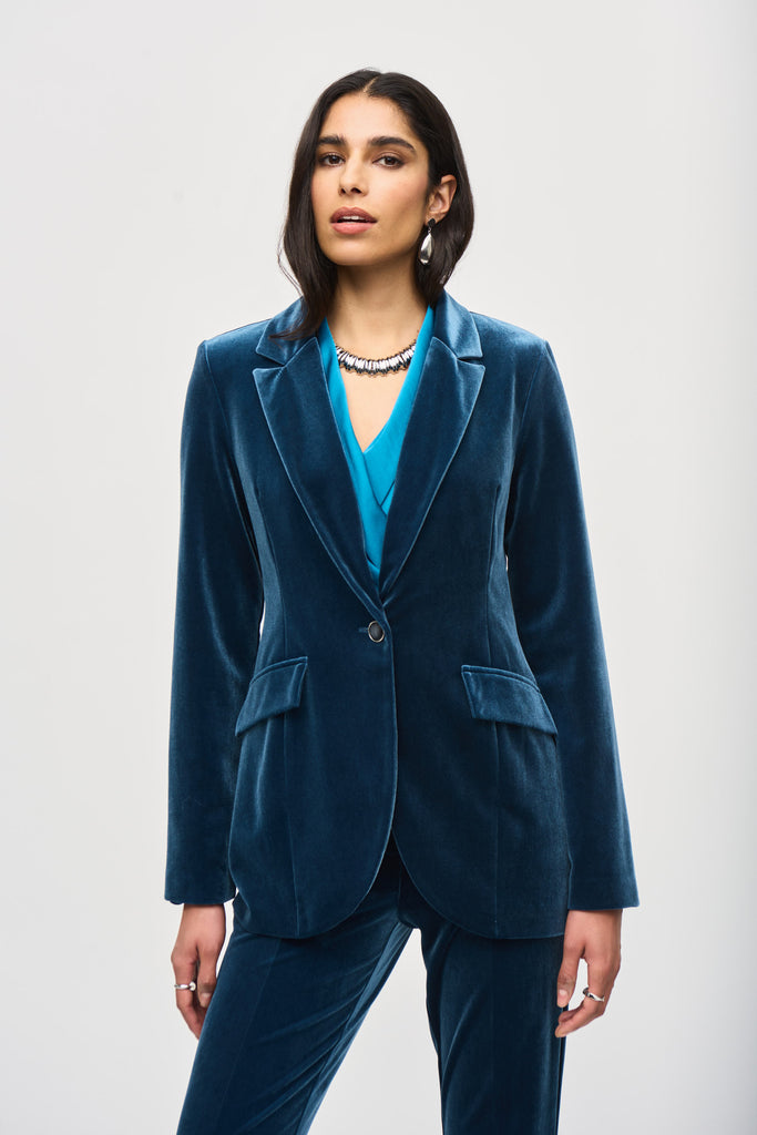 Fitted Longline Velvet Blazer 243286 Anne Furbank Store