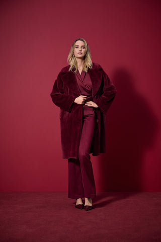Merlot Red Faux Fur Coat <span>243902F25<span>
