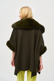 Faux Fur Trimmed One Size Knit Jacket <span>243930<span>