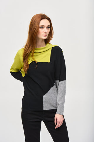 Colour Block Shawl Collar Sweater <span>243941<span>