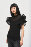 Chiffon Pleated Top With Ruffle Sleeves <span>243957<span>