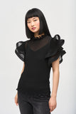 Chiffon Pleated Top With Ruffle Sleeves <span>243957<span>