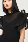 Chiffon Pleated Top With Ruffle Sleeves <span>243957<span>