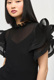 Chiffon Pleated Top With Ruffle Sleeves <span>243957<span>