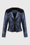 Foiled Metallic Faux Suede Biker Jacket <span>244918<span>