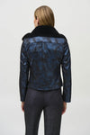 Foiled Metallic Faux Suede Biker Jacket <span>244918<span>