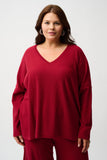 Cherry Red Glitter V Neck Knit Jumper <span>244921F25<span>