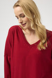 Cherry Red Glitter V Neck Knit Jumper <span>244921F25<span>