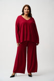 Cherry Red Glitter Knit Trousers <span>244922F25<span>