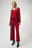 Cherry Red Glitter Knit Trousers <span>244922F25<span>